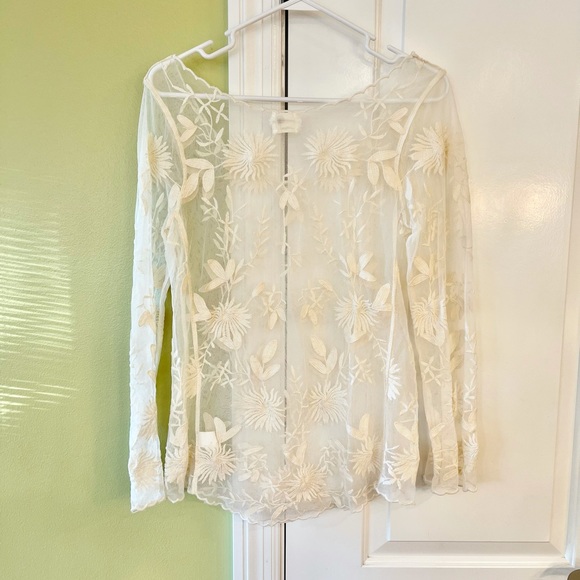 EUC Cream Mesh Blouse - Picture 2 of 3